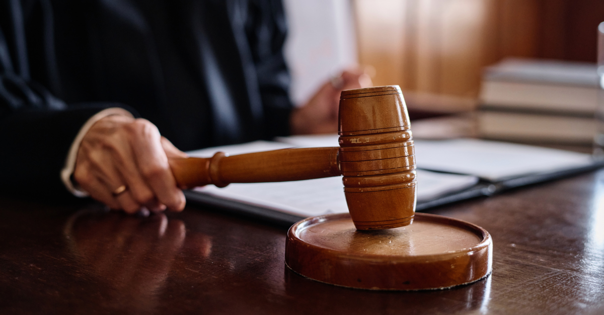 Judge bangs gavel in courtroom